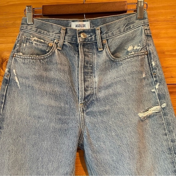 Agolde 90’s Mid Rise Loose Fit Straight Jeans in Fall Out 24 - Picture 7 of 14
